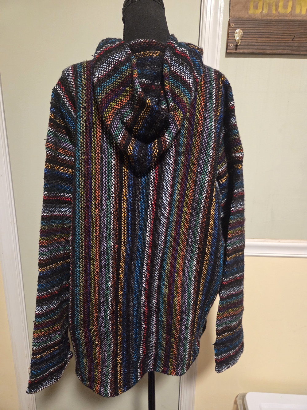 Multicolor Striped Hooded Baja-Style Teddy Jacket - Picture 4 of 5